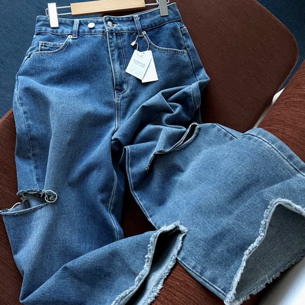 Crush design wide denim pants