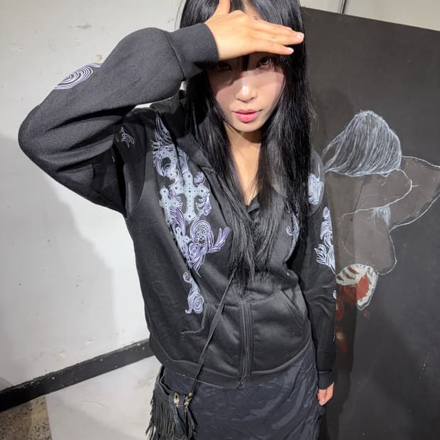 00s JPN 고딕 펑크 일본 빈티지 후드 집업 M