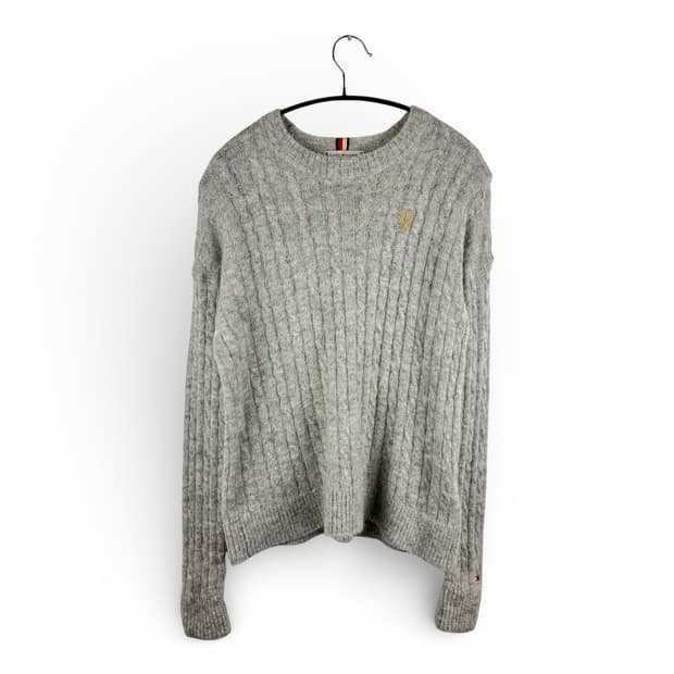 XS) 타미힐피거 우먼스 모해어 울 니트 그레이