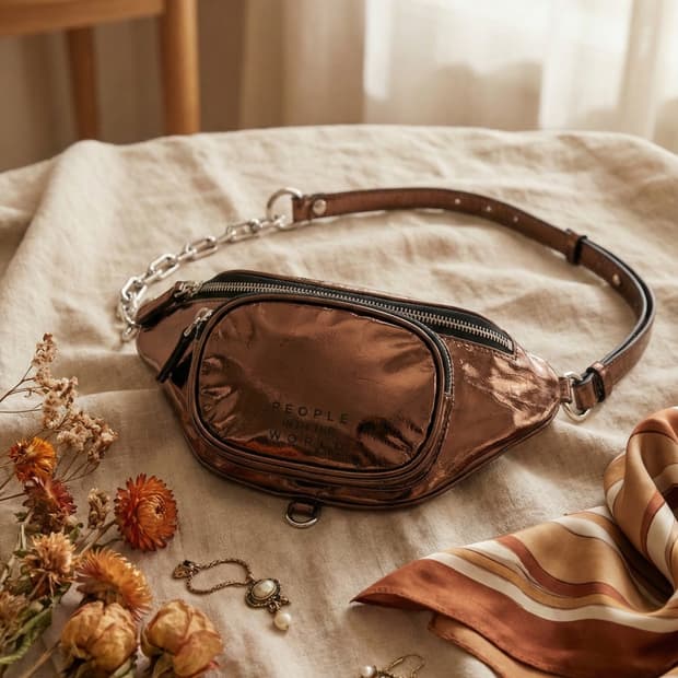 피플 오브 월드 체인 벨트백 메탈릭 브론즈
