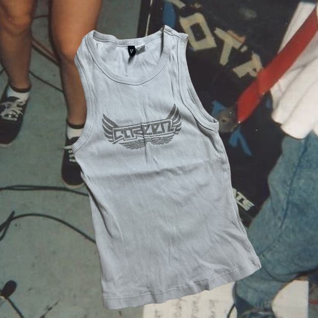 빈티지 레터링 골지 나시 