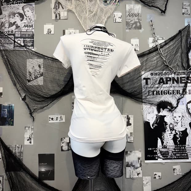 Y2K back web cut cubic half sleeve