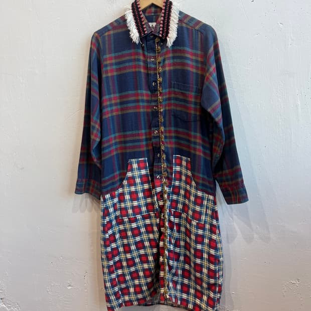 yuumi aria 유미 아리아 믹스 플란넬 에스닉 원피스 