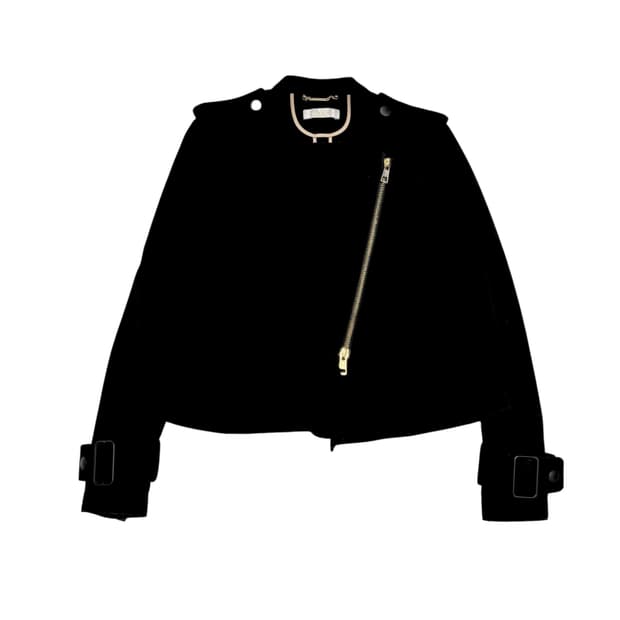 끌로에 블랙 울 사선 자켓