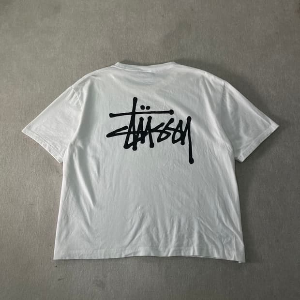 W100 스투시 베이직로고 반팔 티셔츠