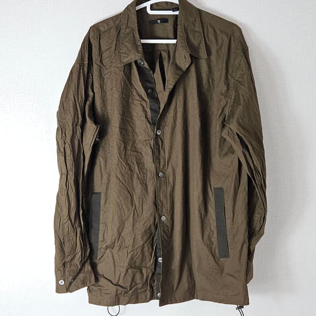 유니클로 +J 질샌더 콜라보 오버사이즈 블루종 스트링 셔츠 자켓 우븐 L