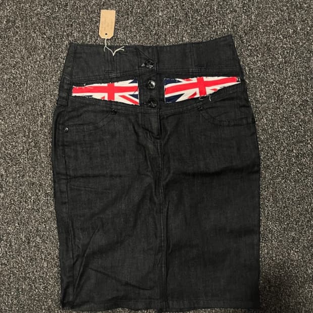 빈티지 영국 런던 다크청스커트 미디 uk10 