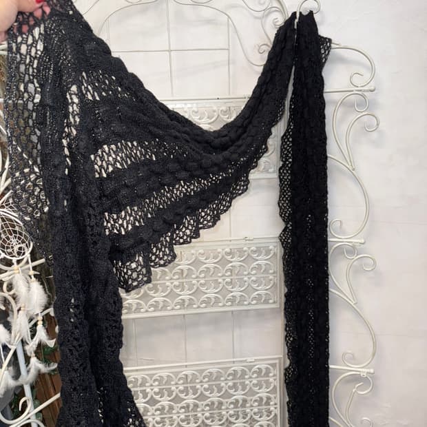 Black maxi long knit muffler