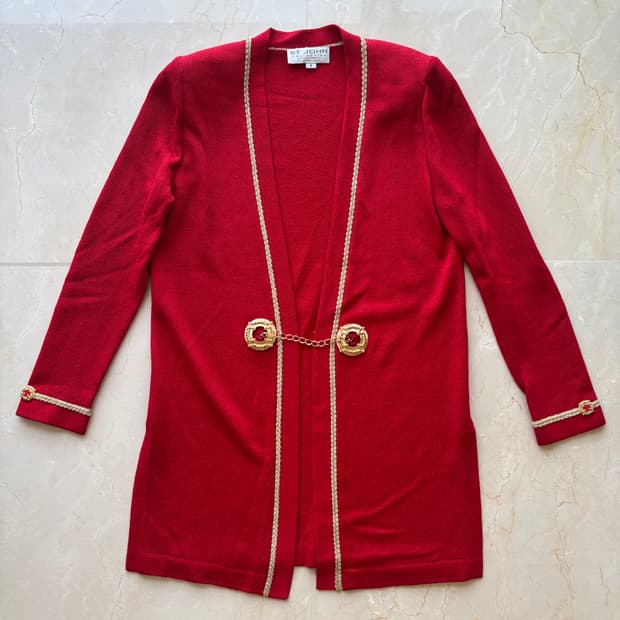 ST. JOHN COLLECTION 센존 레드 골드 체인 가디건 6