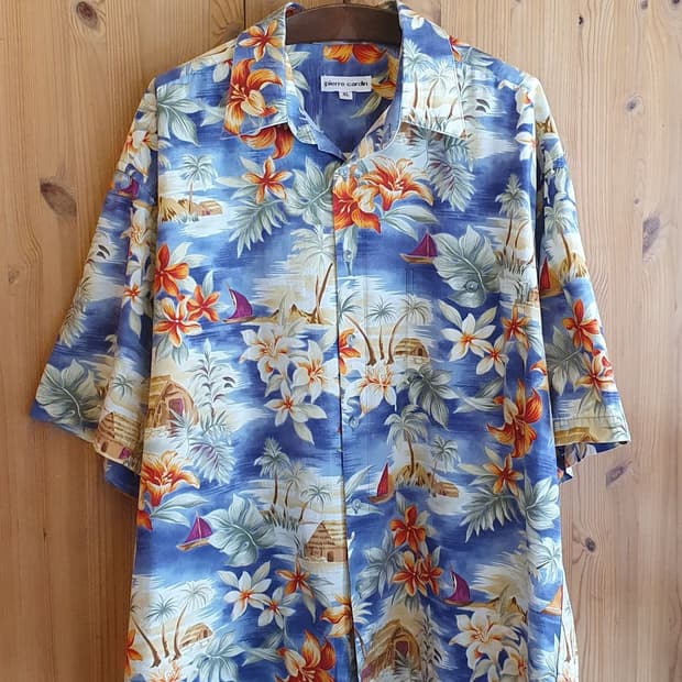 120(3XL) .하와이안 셔츠(블루) 