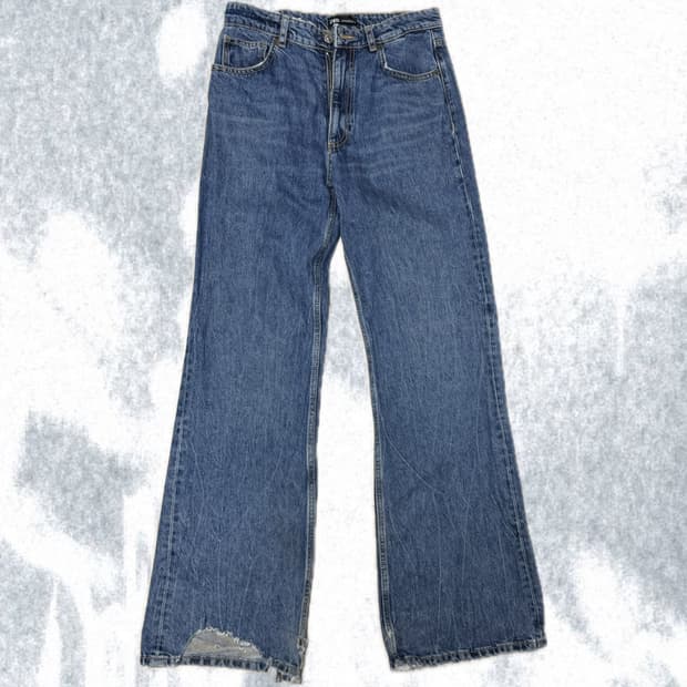 Zara denim long wide pants