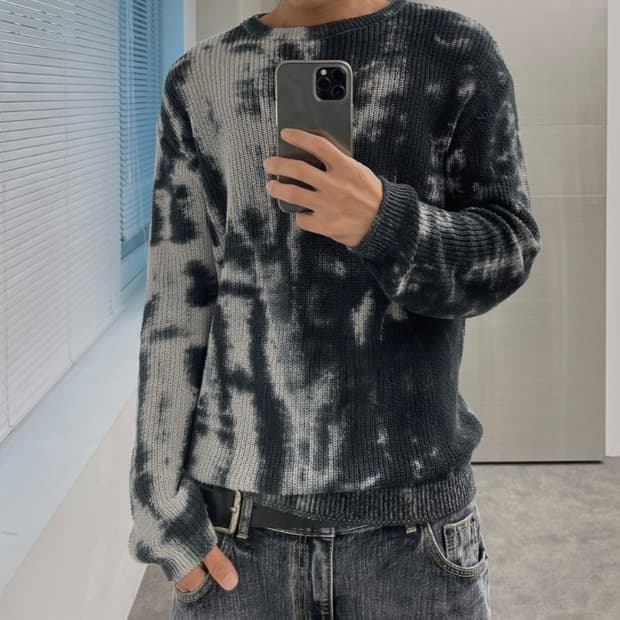 타이다이 워터컬러 니트 (블랙)