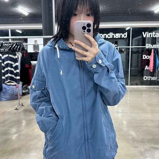 폴로 랄프로렌 스카이블루 혼방 후드집업