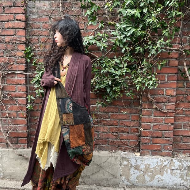 히피 그런지 패치워크 크로스백