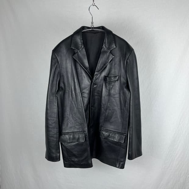 90s GIORGIO ARMANI 아카이브 리얼레더 3버튼 블레이저