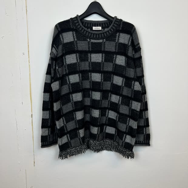 JPN 모리/러블리/펑크/Y2K 체크 니트탑 F