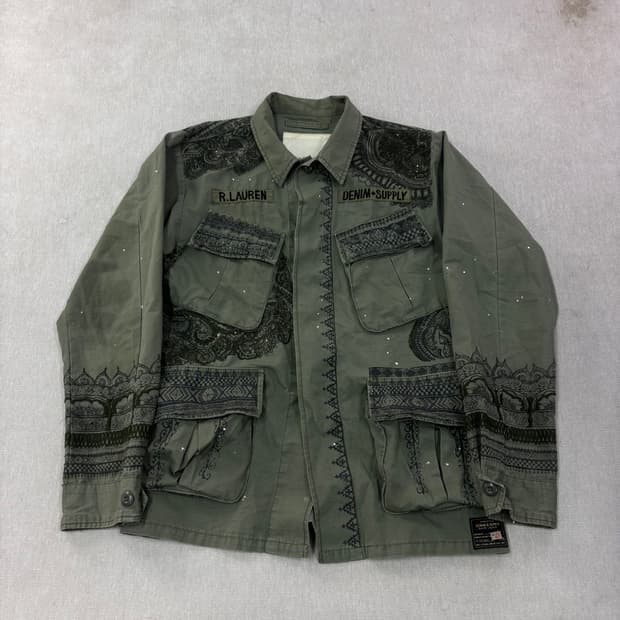 100 폴로 랄프로렌 데님 서플라이 정글 퍼티그 자켓