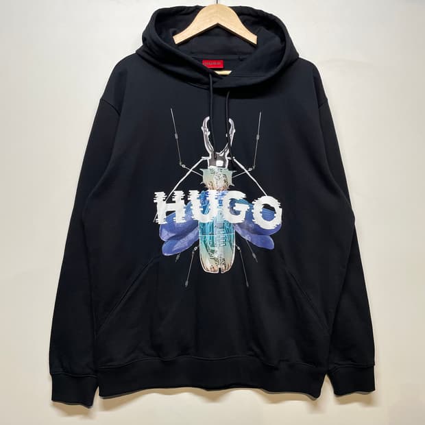 휴고 블랙 곤충 그래픽 후드티