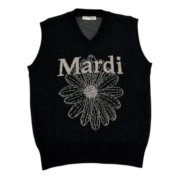 마르디 메크르디 악티프 모헤어 플라워 블렌디 니트 베스트 블랙