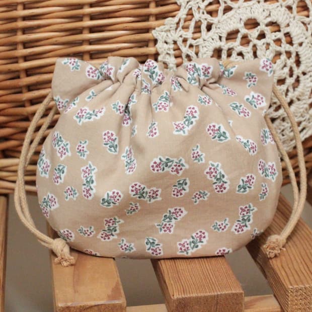 핸드메이드 베이지 고양이 파우치