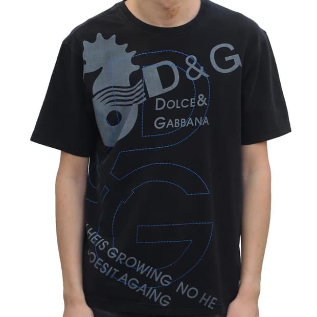 돌체앤가바나 D&G 해마 그래픽 스티치 반팔티셔츠