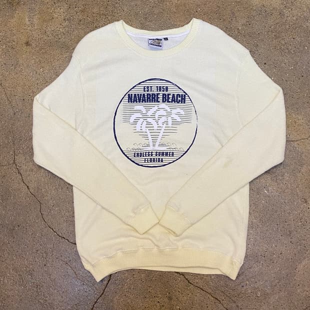 미국 빈티지 비치 프린팅 니트 맨투맨
