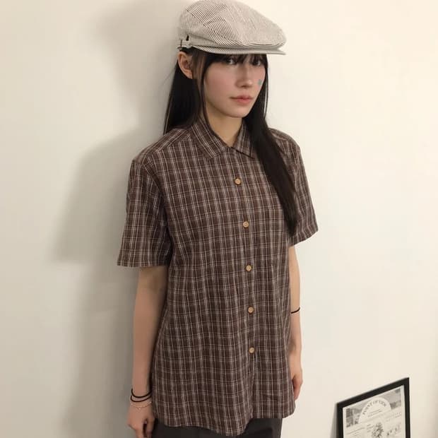 Jino House Brown Linen Check Shirt