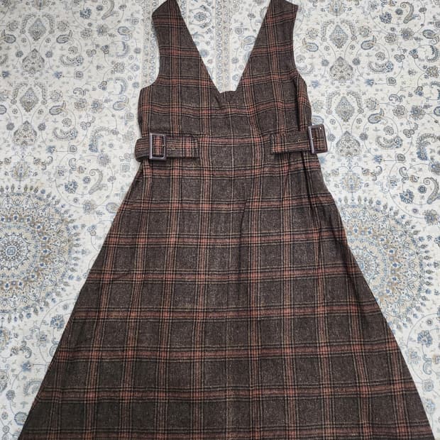 나이스 클랍 체크 벨트 민소매 울 원피스 F (44-44반)