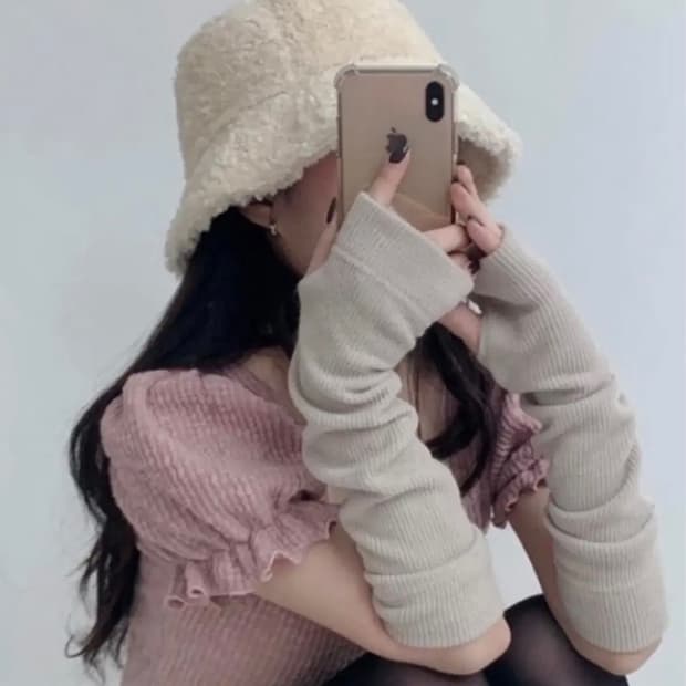 미니포에 반팔니트 퍼프 탑 핑크 