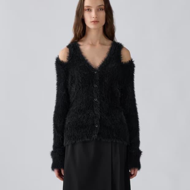 GU x rokh 콜라보 퍼 슬릿 가디건