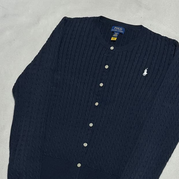 XL 폴로랄프로렌 여성 네이비 케이블 가디건 