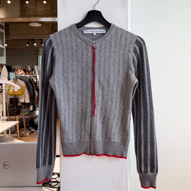 장 샤를르 드 카스텔바작 그레이 니트 집업 가디건 