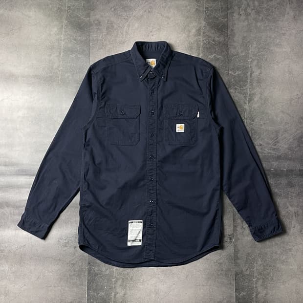 CARHARTT 칼하트 빈티지 네이비 플랩포켓 워크 셔츠 A00971