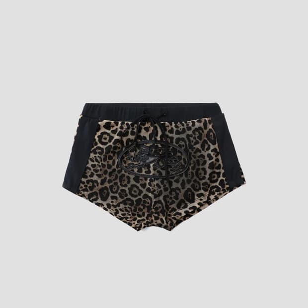 배드블러드 미스틱 보이 쇼츠 반바지 레오파드 브라운 호피 팬츠 숏