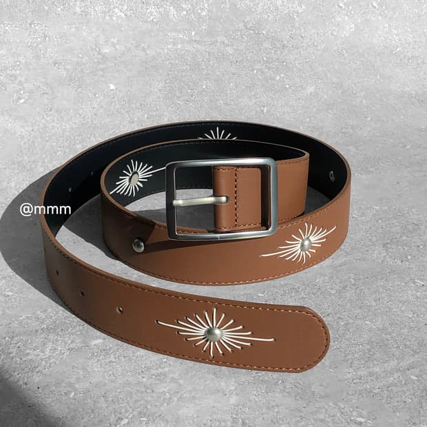 [Unisex] 에스닉 웨스턴 자수 벨트 카멜