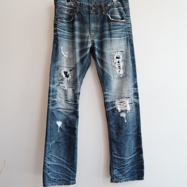 Japan brand 데미지 데님팬츠 (34인치)