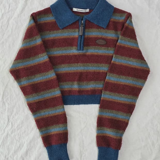 Moromoro 모로모로 스트라이프 크롭 니트