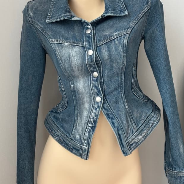 딱붙 워싱 청자켓