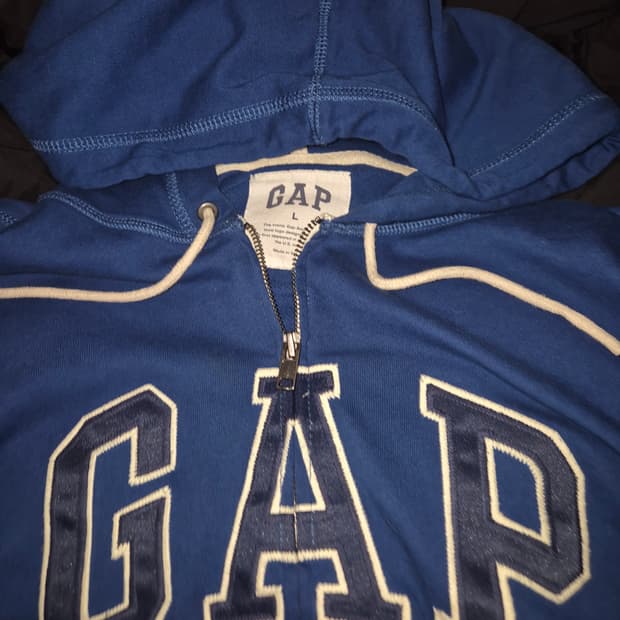 GAP 블루 네이비 톤온톤 후드집업 남녀공용 L
