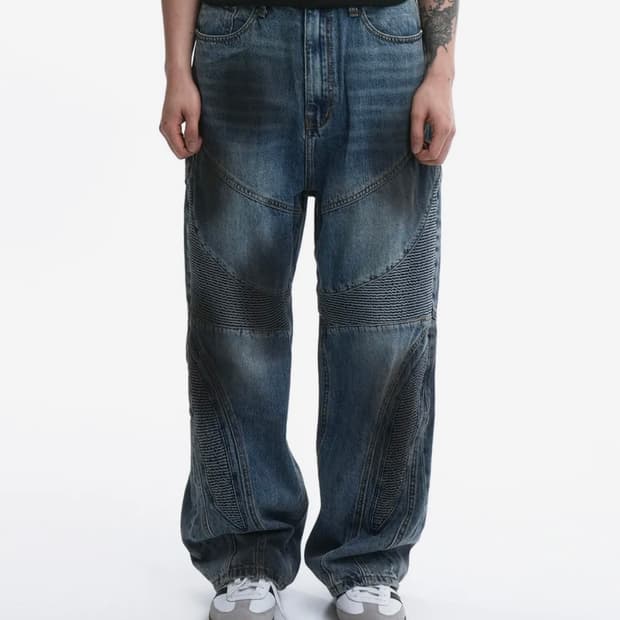 DIRTY WASHED BIKER JEANS-BLUE
