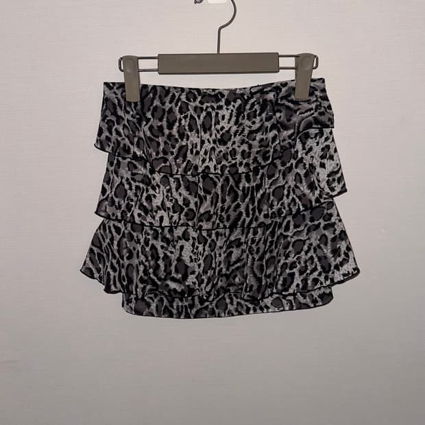 갸루 프릴 호피 미니 스커트