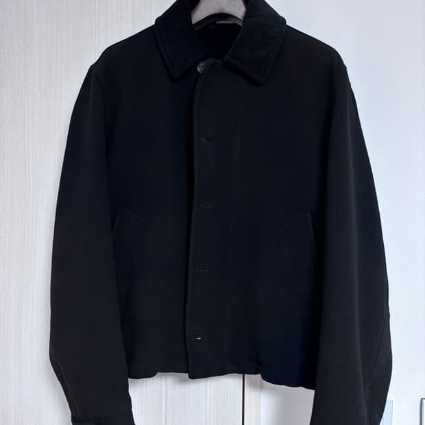 L 자라 블랙 코듀로이 칼라 울 자켓