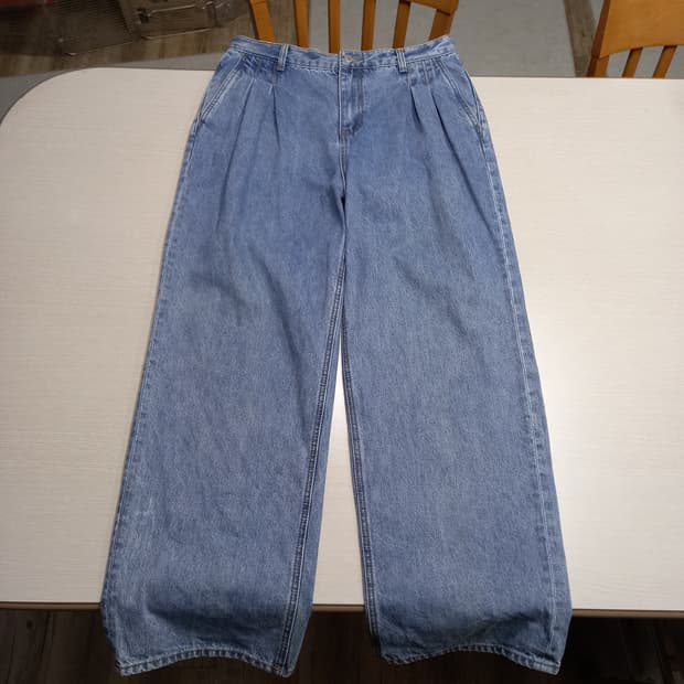 32 GARMENT LABLE 투턱 와이드진 32-241