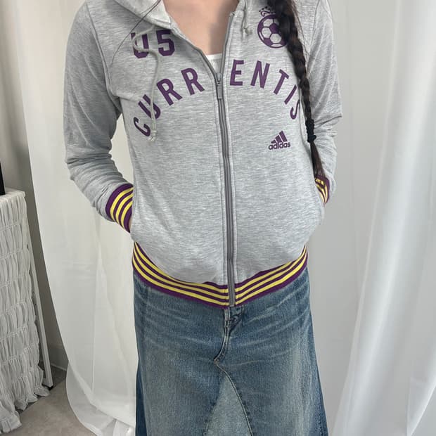 Adidas sporty grey hoodie zip-up