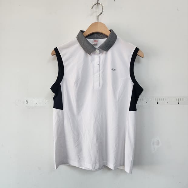 JDX 화이트 민소매 폴로티