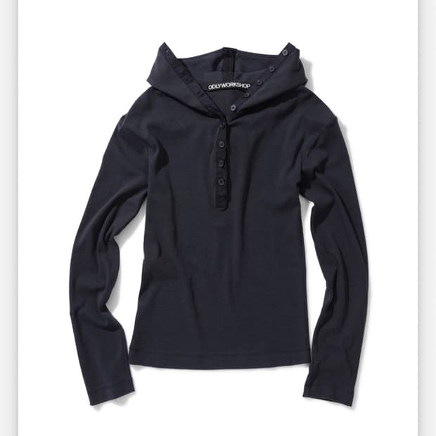 오들리워크샵 Hooded henley tee, washed