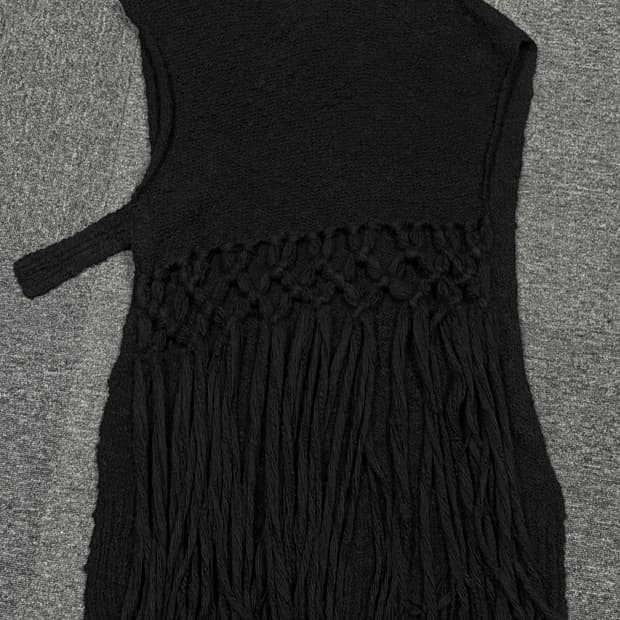 Y’s THICK SLUB JERSEY FRINGE VEST