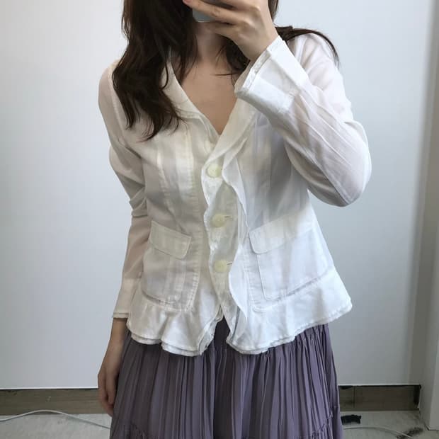 빈티지 레이스 화이트 린넨 자켓