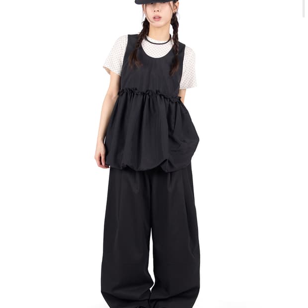 릿킴 벌룬 블라우스 블랙