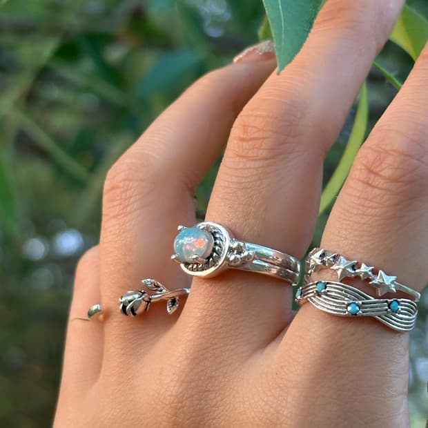 Aurora Opal 925Silver Ring 